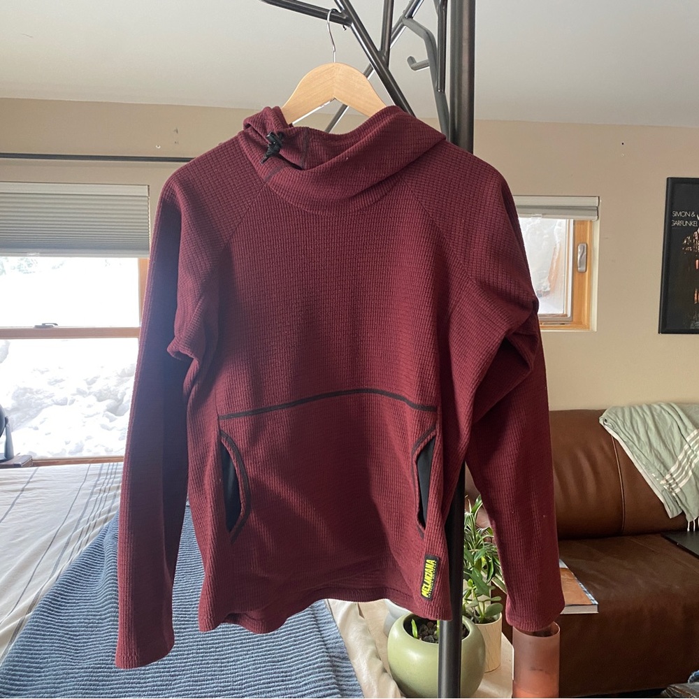 Melanzana Micro Grid Hoodie Men’s Small Burgundy